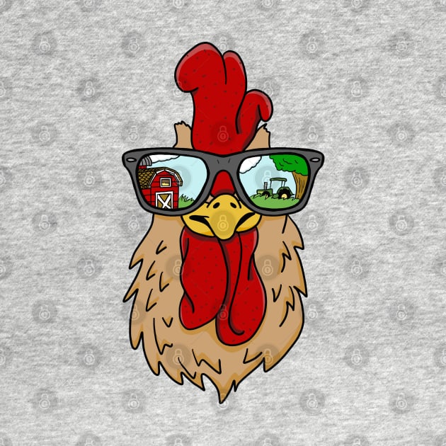 Sunglasses Wearing Cool Rooster On the Farm by SNK Kreatures